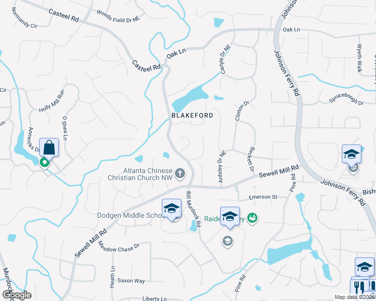 map of restaurants, bars, coffee shops, grocery stores, and more near 1902 Rand Ridge Court in Marietta