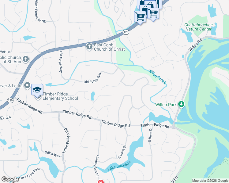map of restaurants, bars, coffee shops, grocery stores, and more near 1827 Baldwin Farms Drive in Marietta