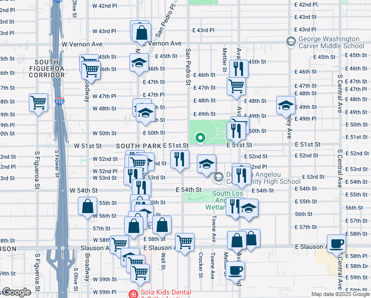 map of restaurants, bars, coffee shops, grocery stores, and more near in Los Angeles