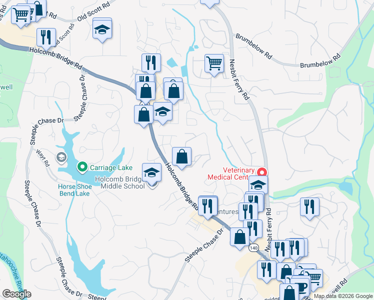 map of restaurants, bars, coffee shops, grocery stores, and more near 328 Holcombs Pond Court in Alpharetta