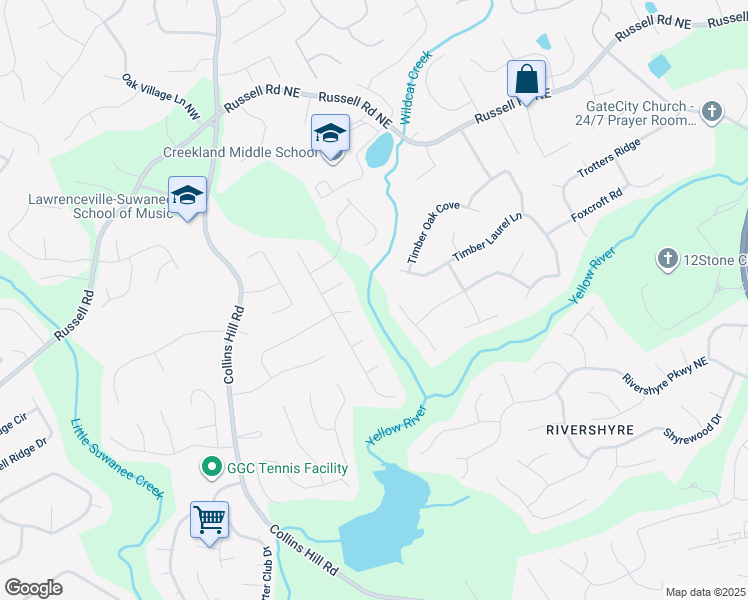 map of restaurants, bars, coffee shops, grocery stores, and more near in Lawrenceville