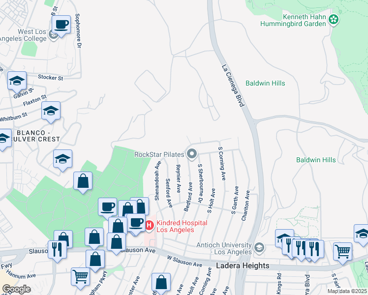 map of restaurants, bars, coffee shops, grocery stores, and more near 5033 Shenandoah Avenue in Los Angeles