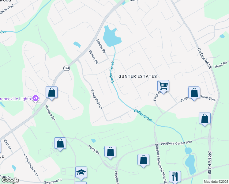 map of restaurants, bars, coffee shops, grocery stores, and more near 977 Sunny Glenn Court in Lawrenceville