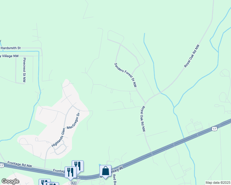 map of restaurants, bars, coffee shops, grocery stores, and more near 2627 Sanders Forest Drive Northwest in Shallotte