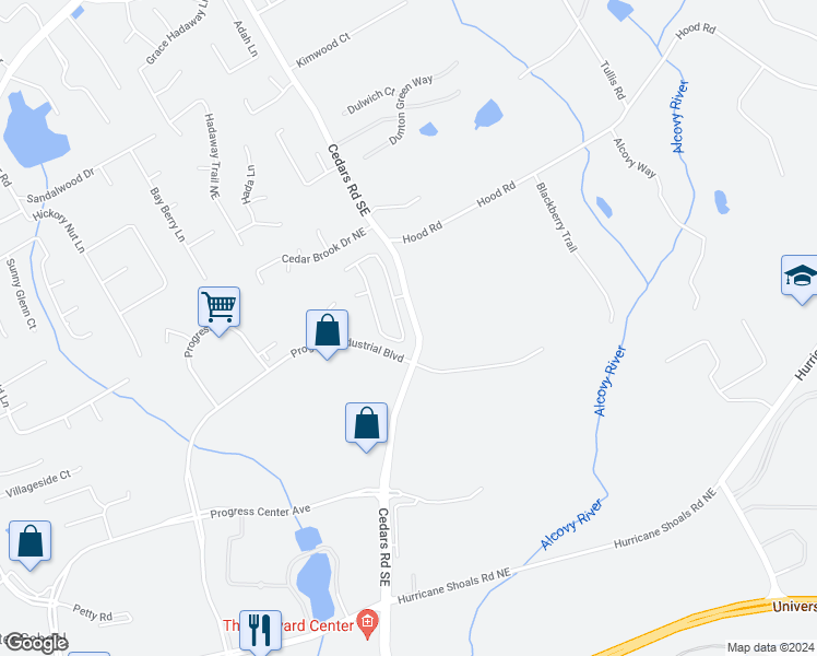 map of restaurants, bars, coffee shops, grocery stores, and more near 1632 Weatherbrook Circle in Lawrenceville