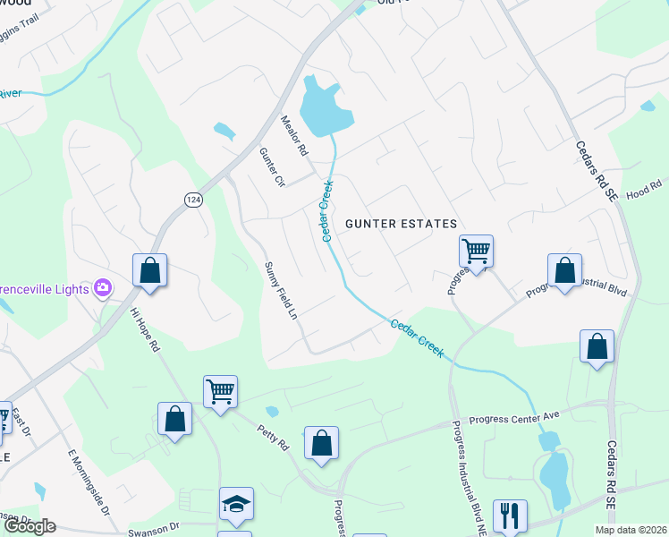 map of restaurants, bars, coffee shops, grocery stores, and more near 977 Sunny Glenn Court in Lawrenceville