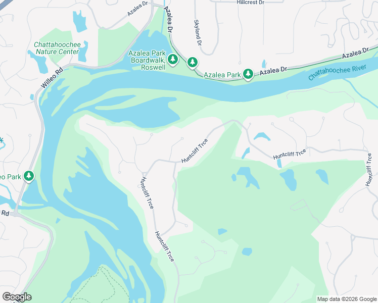 map of restaurants, bars, coffee shops, grocery stores, and more near 9245 Huntcliff Trce in Atlanta
