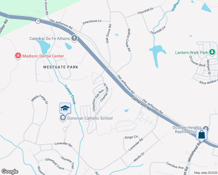 map of restaurants, bars, coffee shops, grocery stores, and more near 29 Charter Oak Drive in Athens