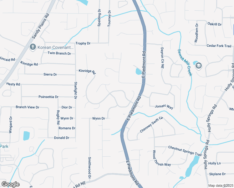 map of restaurants, bars, coffee shops, grocery stores, and more near 2174 Kinridge Road in Marietta