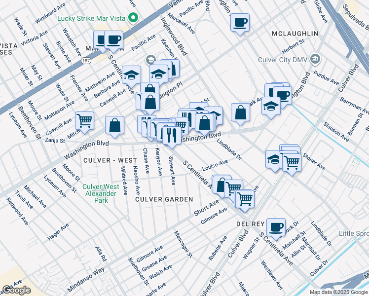 map of restaurants, bars, coffee shops, grocery stores, and more near 4225 Campbell Drive in Los Angeles