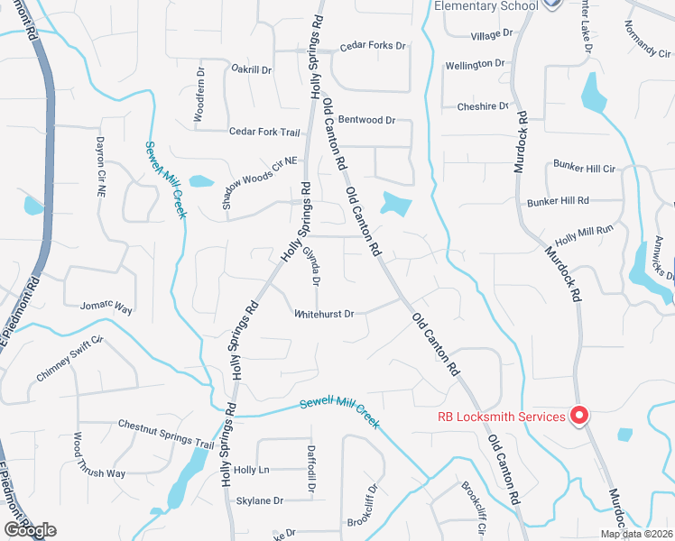 map of restaurants, bars, coffee shops, grocery stores, and more near 1915 Brownridge Drive in Marietta