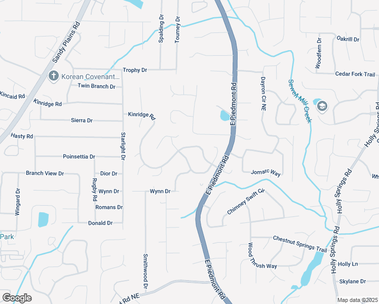 map of restaurants, bars, coffee shops, grocery stores, and more near 2174 Kinridge Road in Marietta