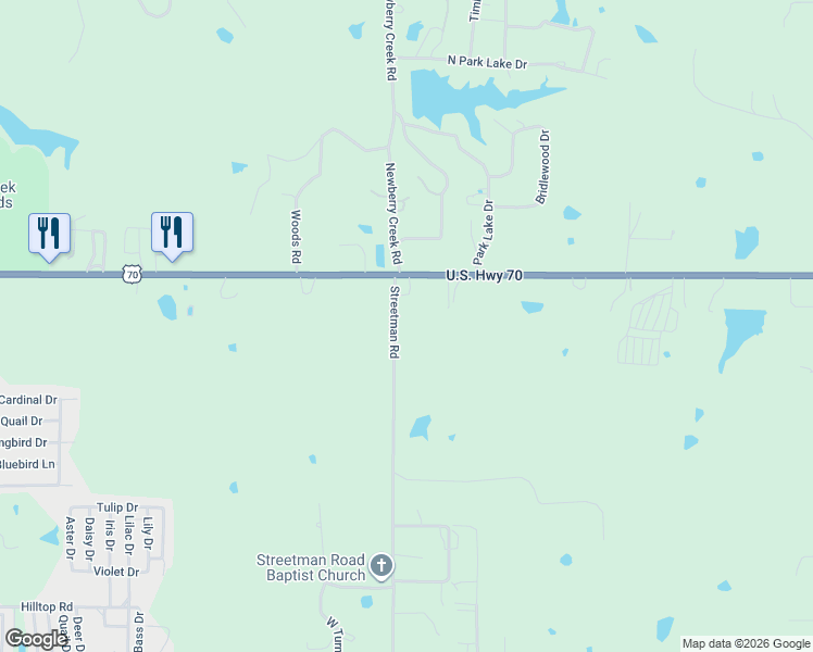 map of restaurants, bars, coffee shops, grocery stores, and more near 173 Streetman Road in Mead