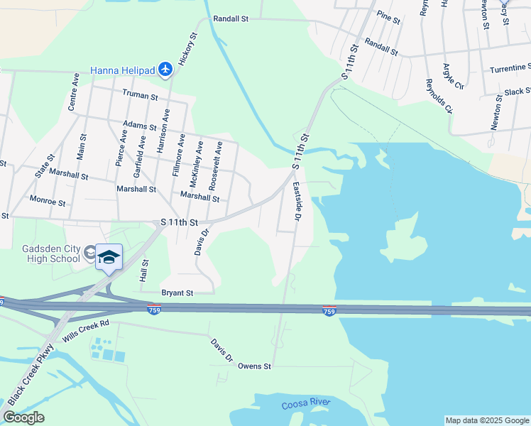 map of restaurants, bars, coffee shops, grocery stores, and more near 1816 Mc Arthur Street in Gadsden