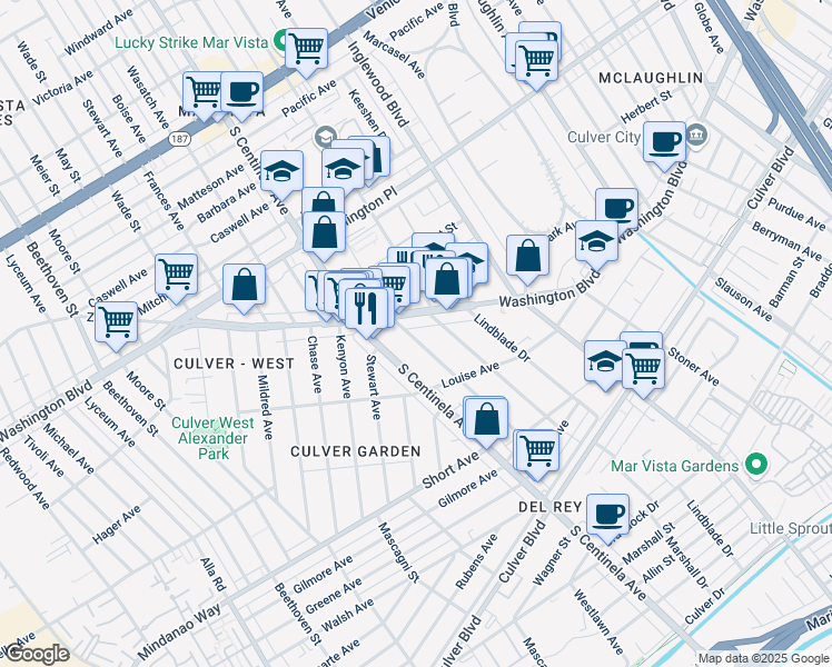 map of restaurants, bars, coffee shops, grocery stores, and more near 4228 Campbell Drive in Los Angeles