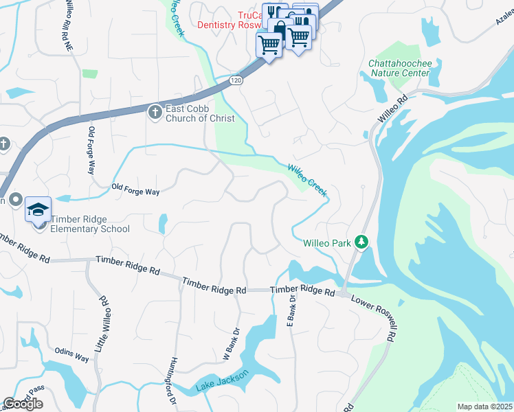 map of restaurants, bars, coffee shops, grocery stores, and more near 1949 Willeo Creek Point in Marietta