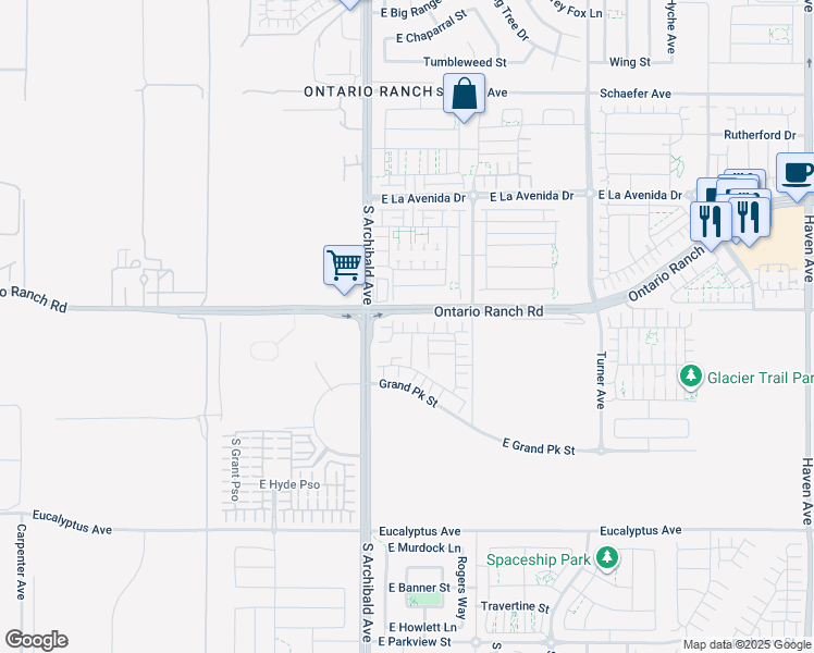 map of restaurants, bars, coffee shops, grocery stores, and more near East Amberley Privado in Ontario