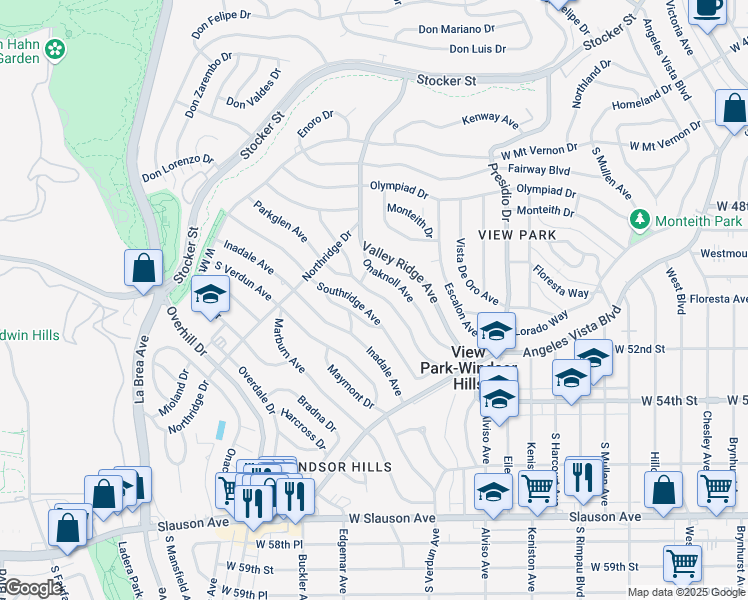 map of restaurants, bars, coffee shops, grocery stores, and more near 5103 Parkglen Avenue in Los Angeles