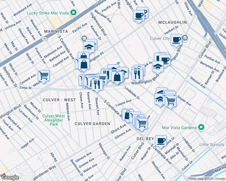 map of restaurants, bars, coffee shops, grocery stores, and more near 4272 Campbell Drive in Los Angeles