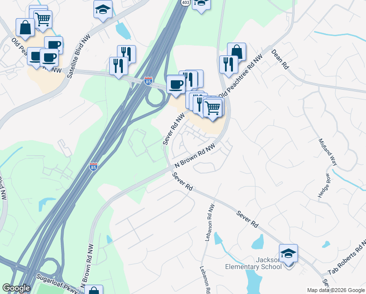 map of restaurants, bars, coffee shops, grocery stores, and more near 1520 Bouvier Place in Lawrenceville