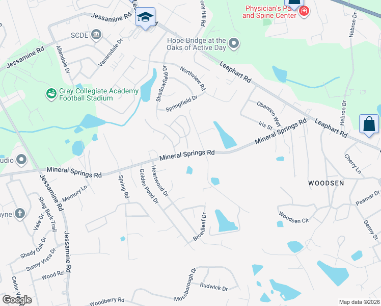 map of restaurants, bars, coffee shops, grocery stores, and more near 4116 Mineral Springs Road in Lexington