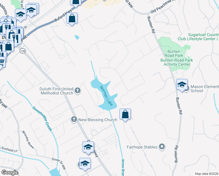 map of restaurants, bars, coffee shops, grocery stores, and more near 3146 Lake View Drive Northwest in Duluth