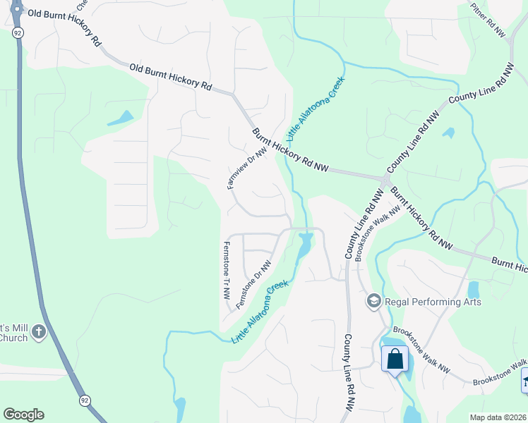 map of restaurants, bars, coffee shops, grocery stores, and more near 6324 Farmview Drive Northwest in Acworth