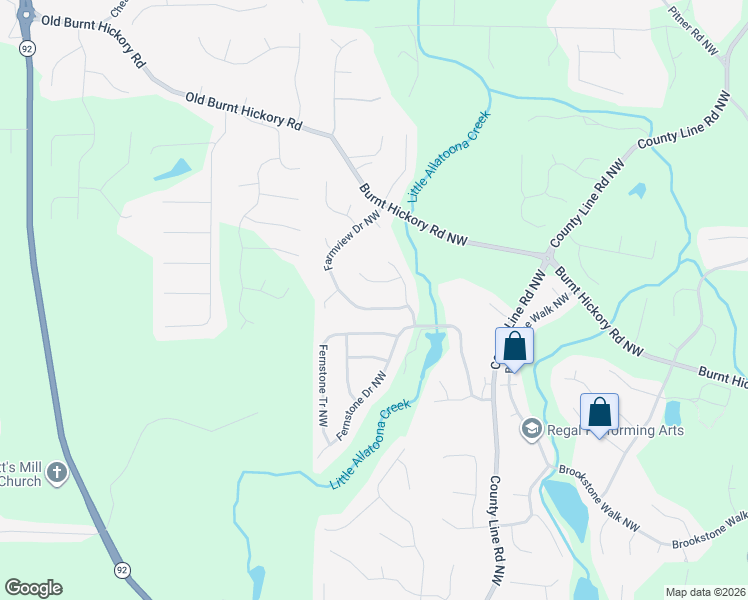 map of restaurants, bars, coffee shops, grocery stores, and more near 6324 Farmview Drive Northwest in Acworth