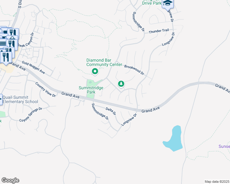map of restaurants, bars, coffee shops, grocery stores, and more near 1406 Stonecrest Place in Diamond Bar