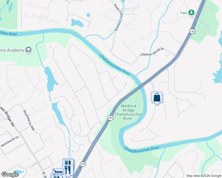 map of restaurants, bars, coffee shops, grocery stores, and more near 4235 Gatewood Lane in Duluth