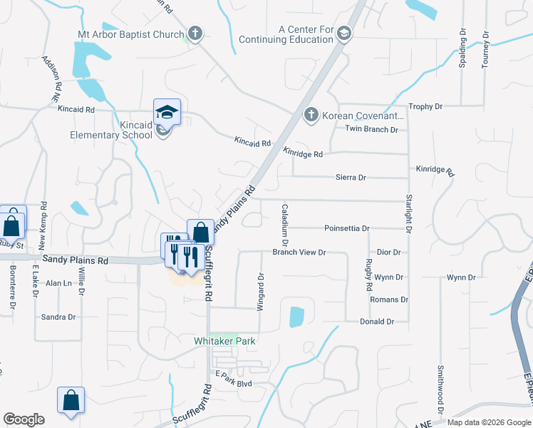 map of restaurants, bars, coffee shops, grocery stores, and more near 2228 Carefree Circle in Marietta