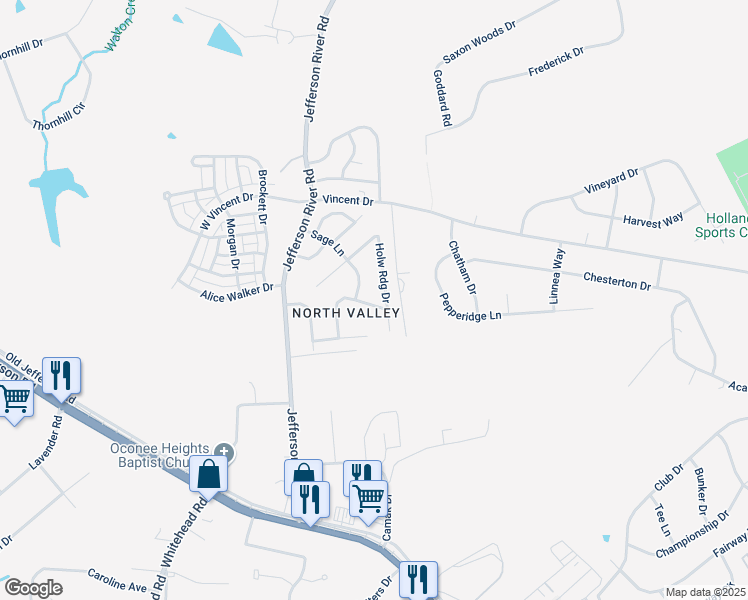 map of restaurants, bars, coffee shops, grocery stores, and more near 165 Angus Lane in Athens
