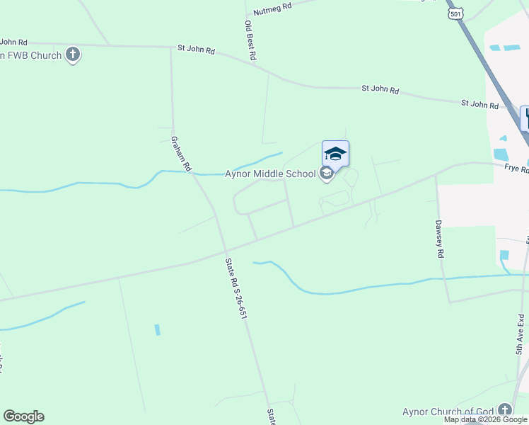 map of restaurants, bars, coffee shops, grocery stores, and more near 309 Millbrook Circle in Galivants Ferry