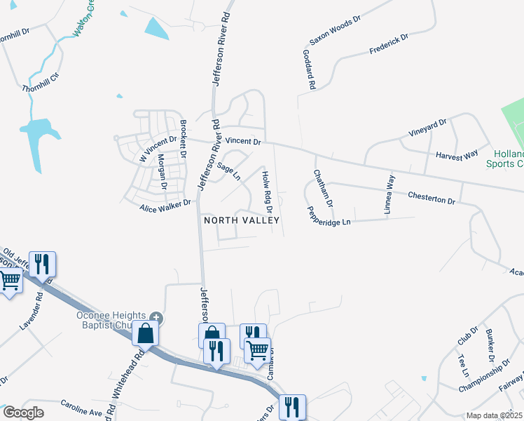 map of restaurants, bars, coffee shops, grocery stores, and more near 165 Angus Lane in Athens