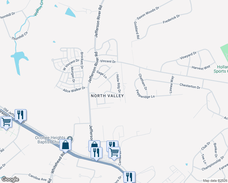 map of restaurants, bars, coffee shops, grocery stores, and more near 155 Angus Lane in Athens