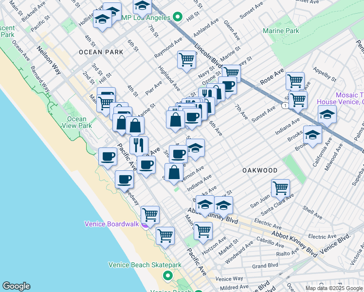 map of restaurants, bars, coffee shops, grocery stores, and more near 326 4th Avenue in Los Angeles