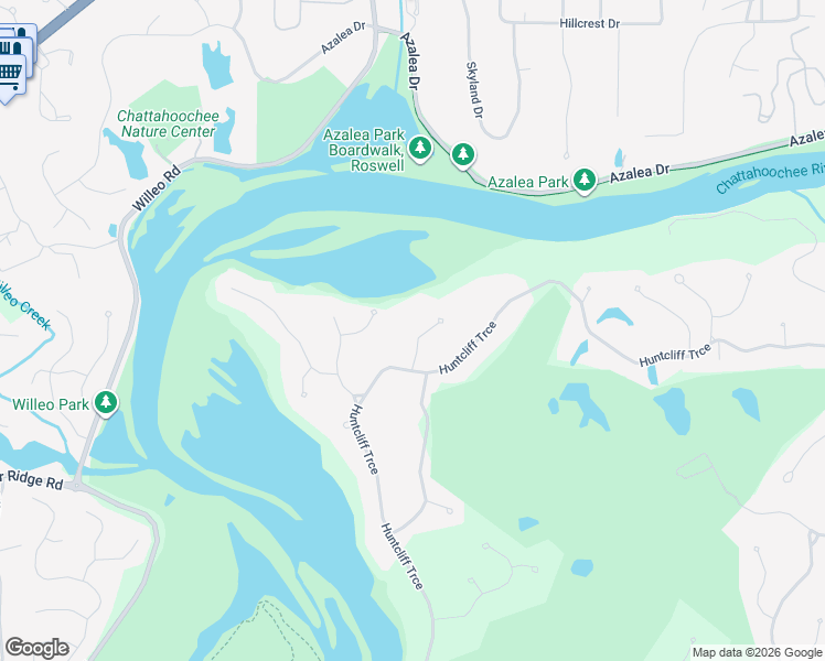 map of restaurants, bars, coffee shops, grocery stores, and more near 160 Huntcliff Point Northeast in Atlanta