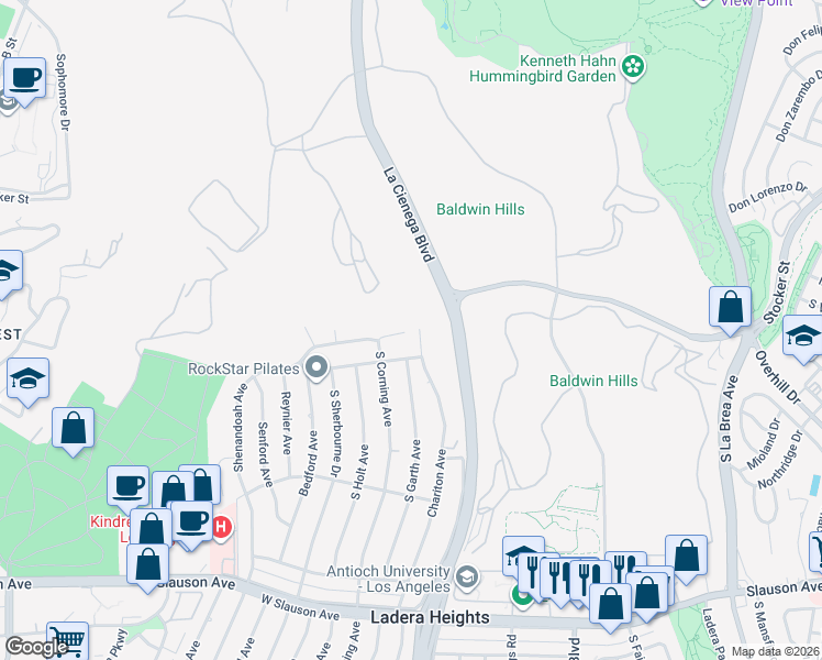 map of restaurants, bars, coffee shops, grocery stores, and more near 5000 Chariton Avenue in Los Angeles