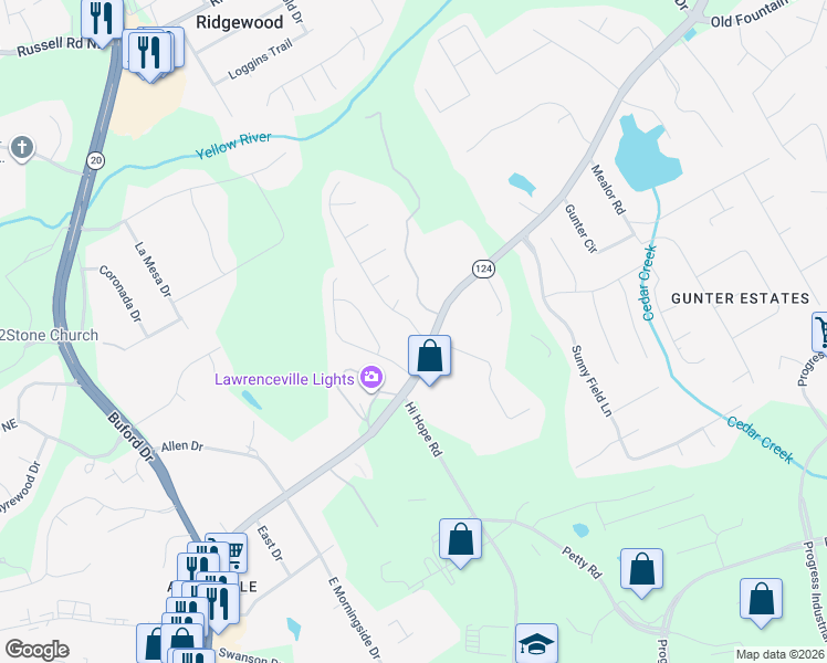 map of restaurants, bars, coffee shops, grocery stores, and more near 1095 Norwalk Trce in Lawrenceville