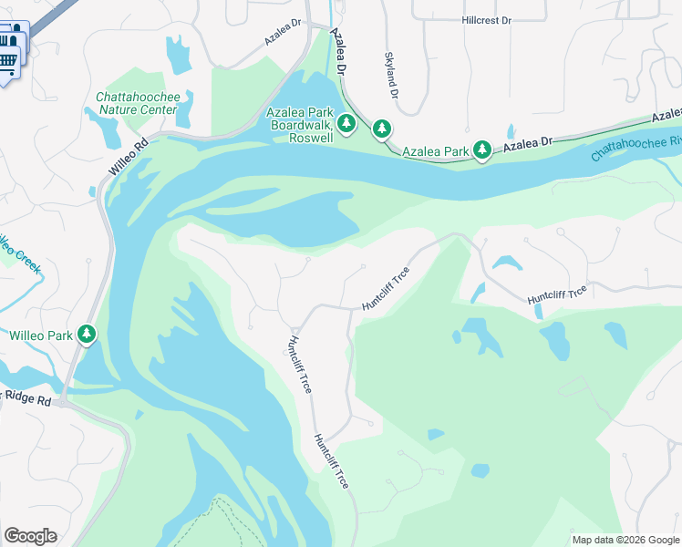 map of restaurants, bars, coffee shops, grocery stores, and more near 160 Huntcliff Point Northeast in Atlanta