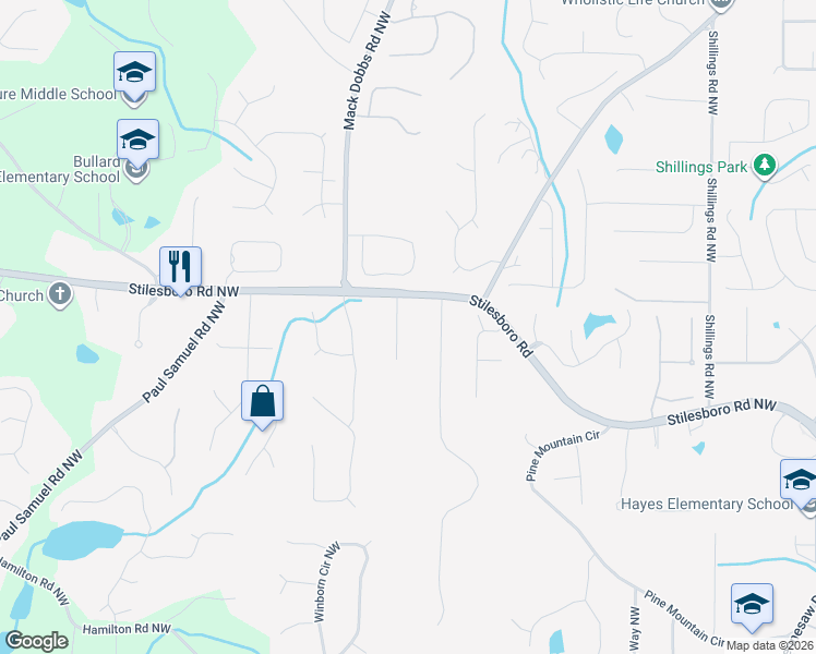map of restaurants, bars, coffee shops, grocery stores, and more near 1794 Cloverhurst Lane in Kennesaw