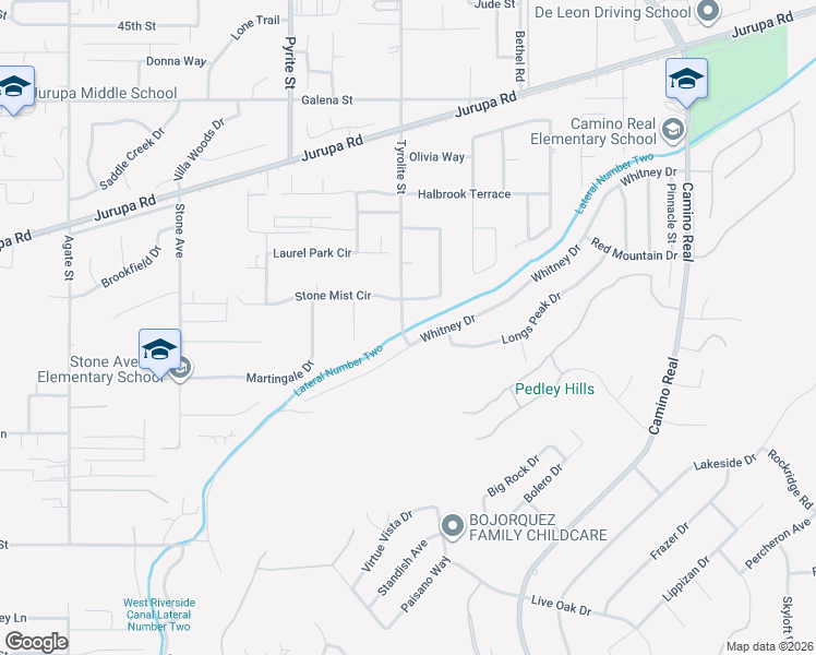 map of restaurants, bars, coffee shops, grocery stores, and more near 4984 Tyrolite Street in Riverside