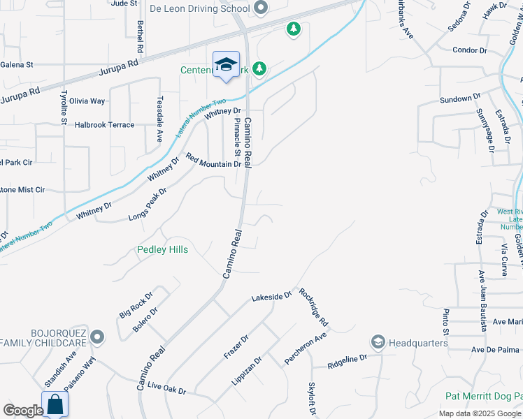 map of restaurants, bars, coffee shops, grocery stores, and more near 7442 Pebblewood Court in Riverside