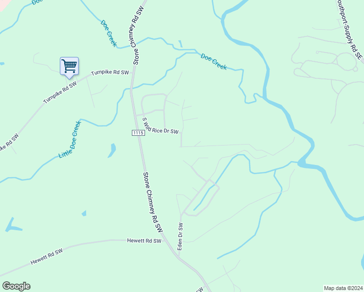 map of restaurants, bars, coffee shops, grocery stores, and more near 698 Squirrel Run Drive Southwest in Brunswick County