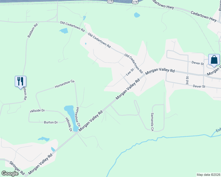 map of restaurants, bars, coffee shops, grocery stores, and more near 111 Lee Street in Rockmart