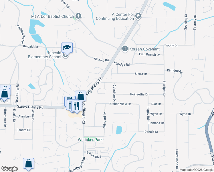map of restaurants, bars, coffee shops, grocery stores, and more near 1976 Granite Mill Road in Marietta