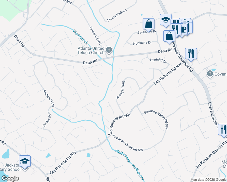 map of restaurants, bars, coffee shops, grocery stores, and more near 955 Pointers Way in Lawrenceville