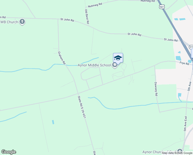 map of restaurants, bars, coffee shops, grocery stores, and more near 309 Millbrook Circle in Galivants Ferry
