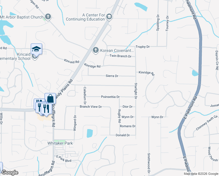 map of restaurants, bars, coffee shops, grocery stores, and more near 1798 Hasty Road in Marietta