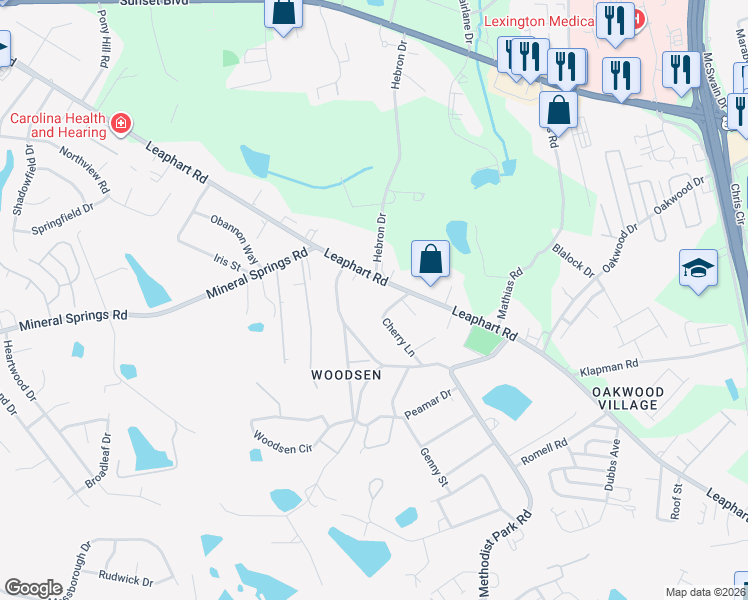 map of restaurants, bars, coffee shops, grocery stores, and more near 3035 Leaphart Road in West Columbia